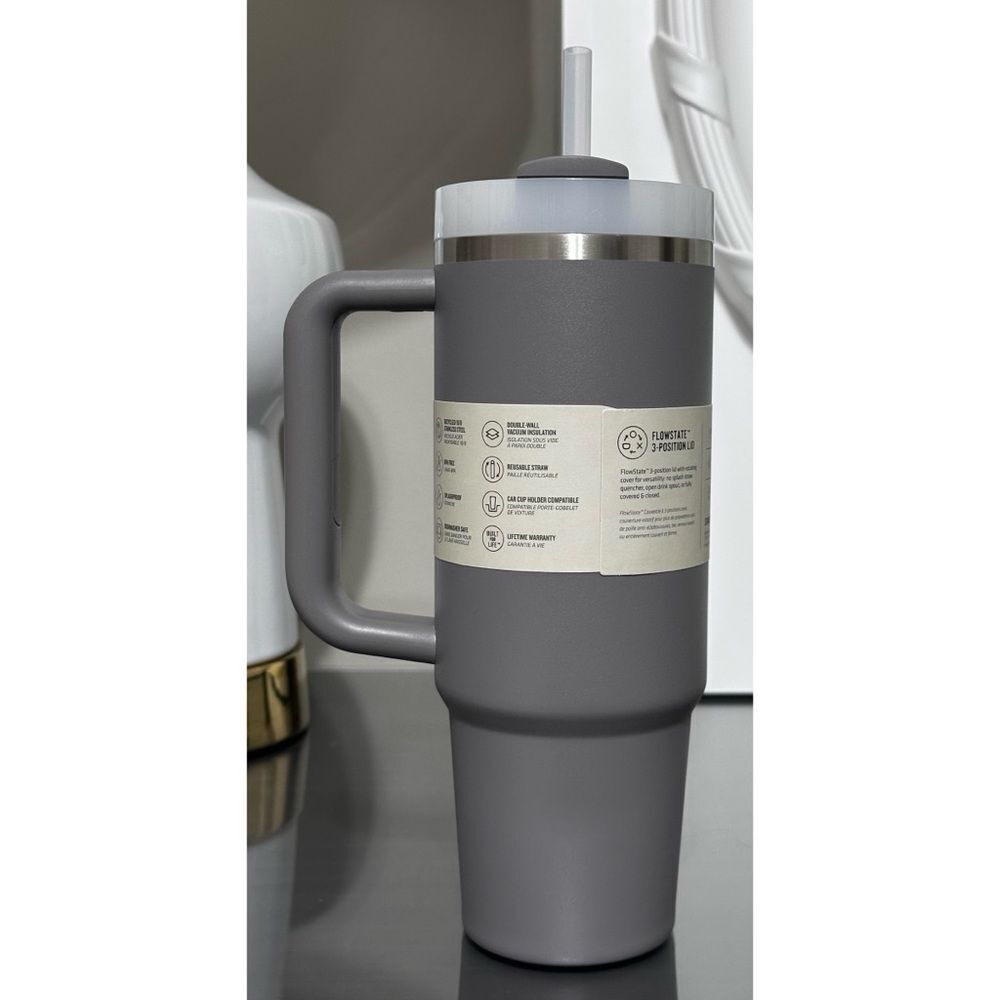 Stanley Quencher H2.0 FlowState Tumbler 30oz, STONE DARK GRAY - Picture 2 of 4